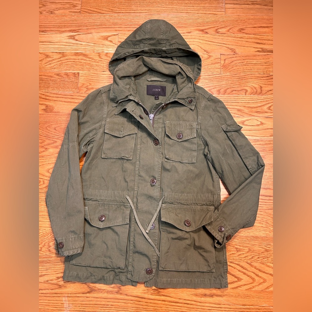 J. Crew Olive Green Utility‎ Field Jacket Downtown Perfect Lightweight Jacket - Picture 2 of 11
